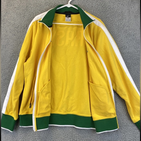 Nike Yellow and Green Bomber Jacket with Ribbed Cuffs Vintage - Picture 9 of 9